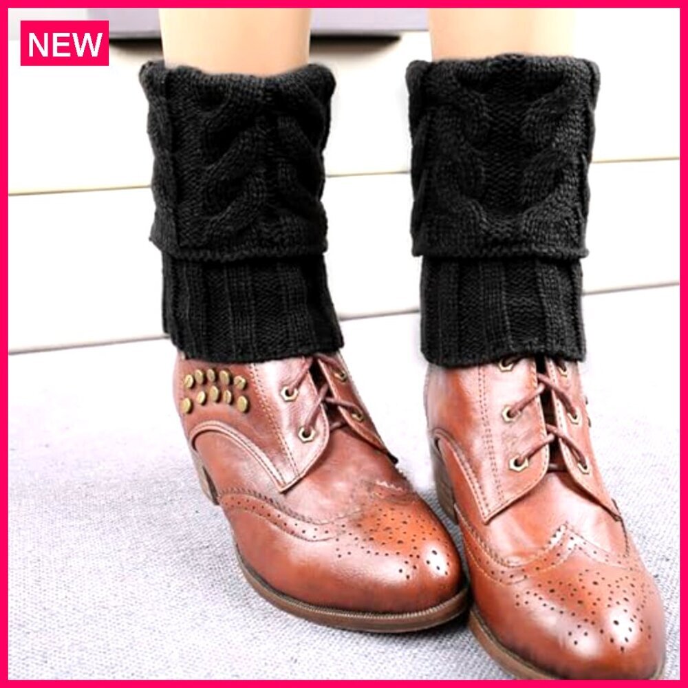 Crochet Knitted Boot Cuffs Leg Warmers One Size Fits Most Winter Warm - Picture 2 of 7